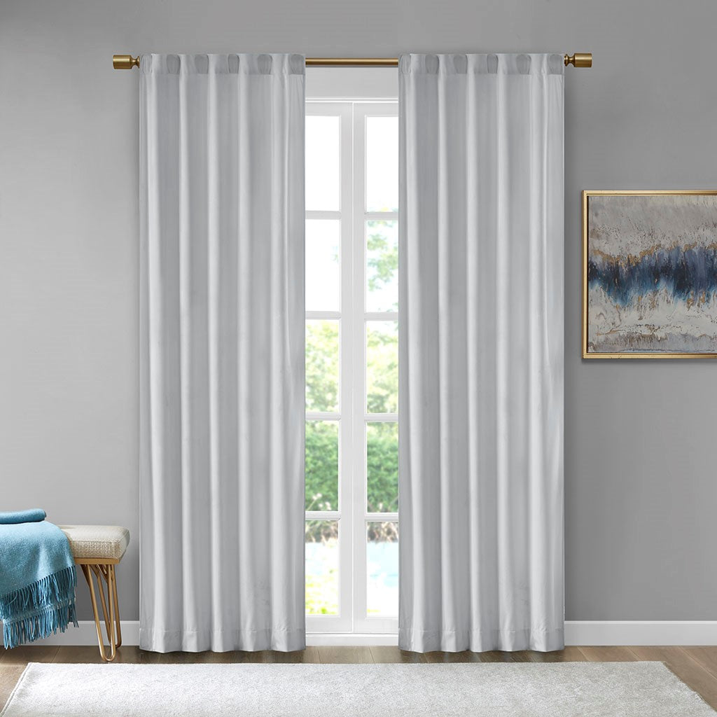 510 Design Colt Room Darkening Poly Velvet Rod Pocket/Back Tab Window Panel Pair - Light Grey - 37x63"