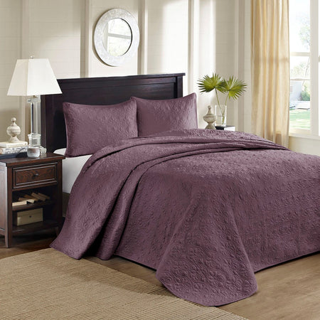 Madison Park Quebec Reversible Bedspread Set - Purple - King Size