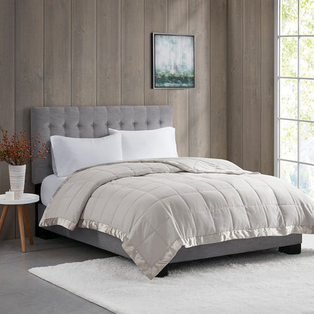 Madison Park Windom Lightweight Down Alternative Blanket with Satin Trim - Grey - King Size