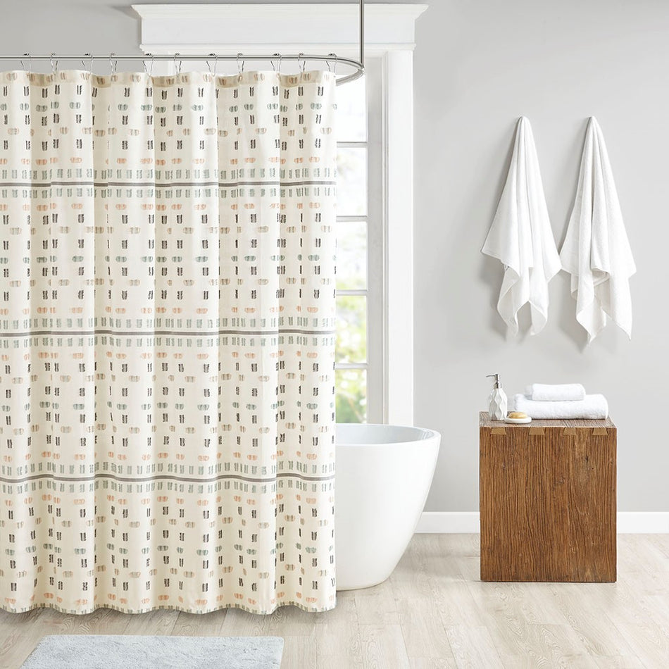 Urban Habitat Auden Cotton Jacquard Shower Curtain - Aqua - 70x72"