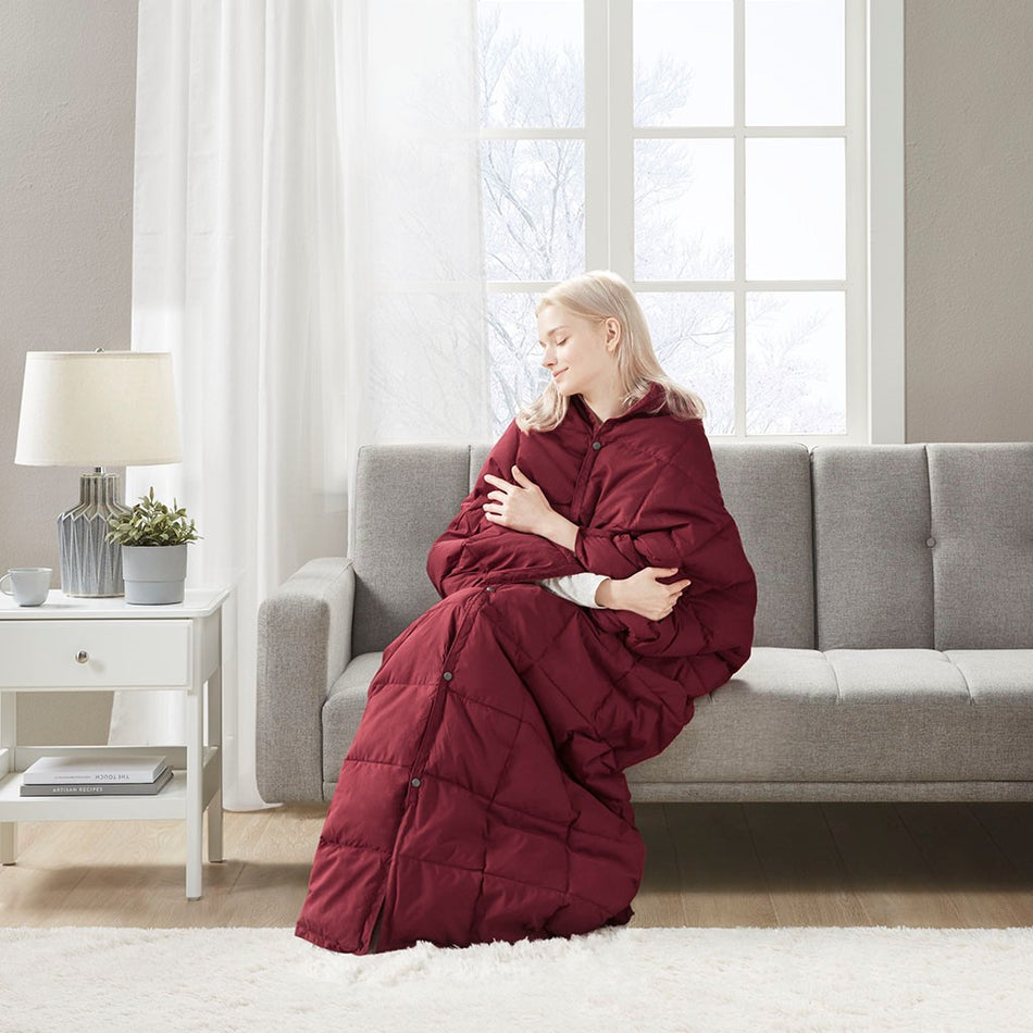 True North by Sleep Philosophy Hadly Goose Feather and Down Wearable Throw - Red - 62x68"