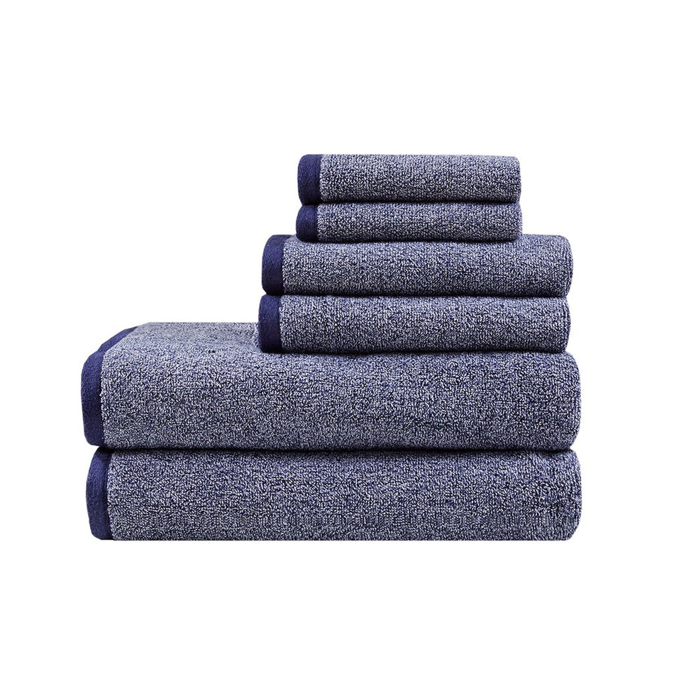 Marle 100% Cotton Dobby Yarn Dyed 6 Piece Towel Set - Blue