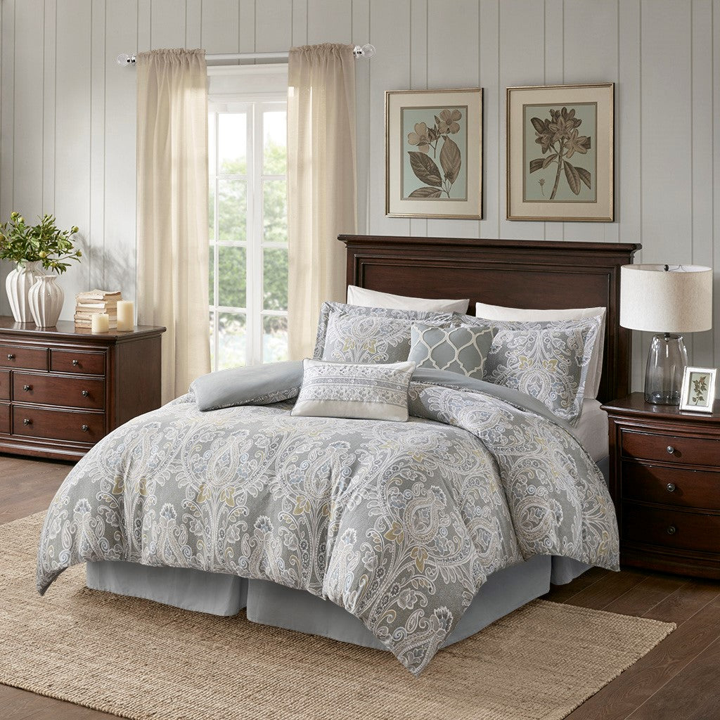 Harbor House Hallie 6 Piece Cotton Comforter Set - Grey - Cal King Size
