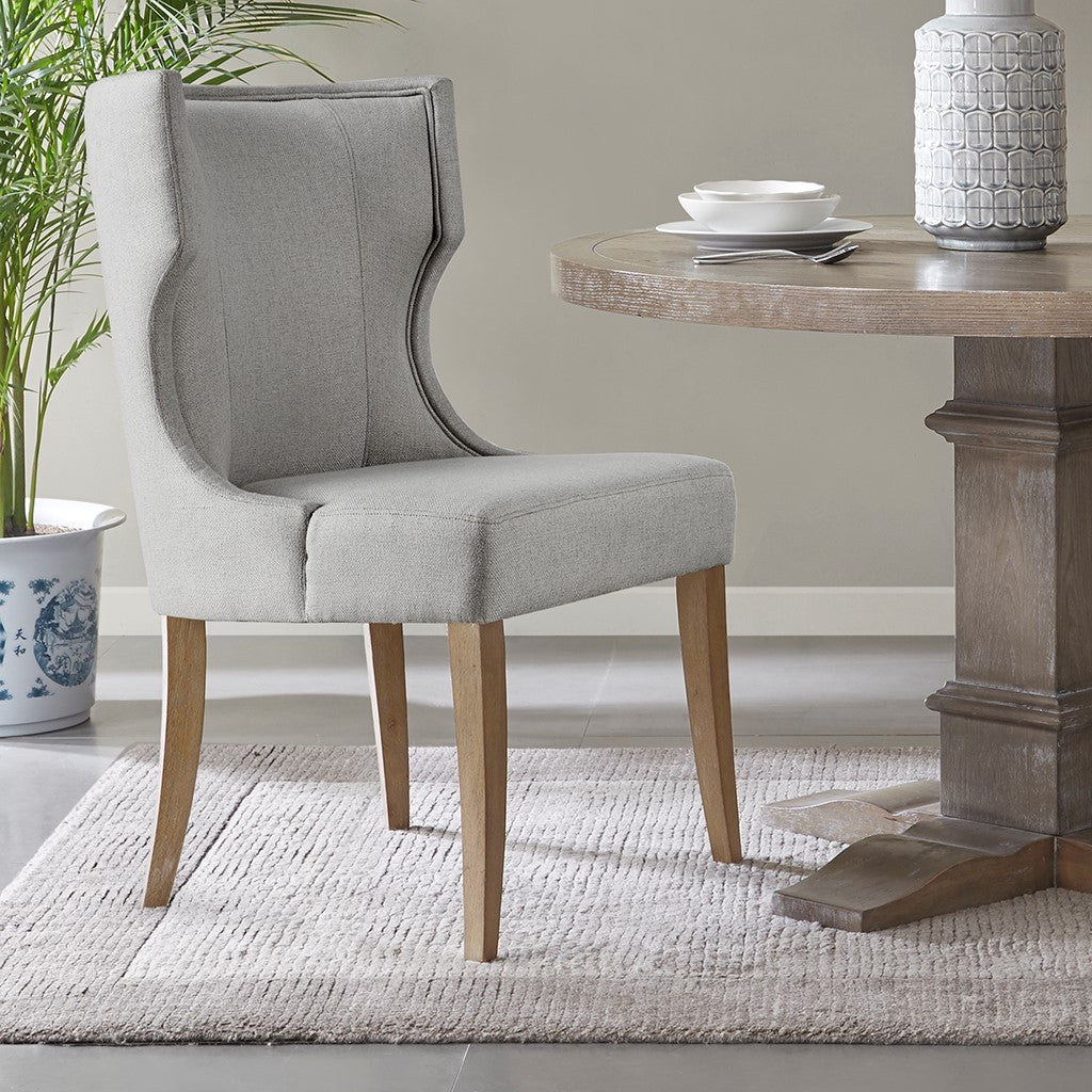 Madison Park Carson Upholstered Wingback Dining Chair - Light Grey 