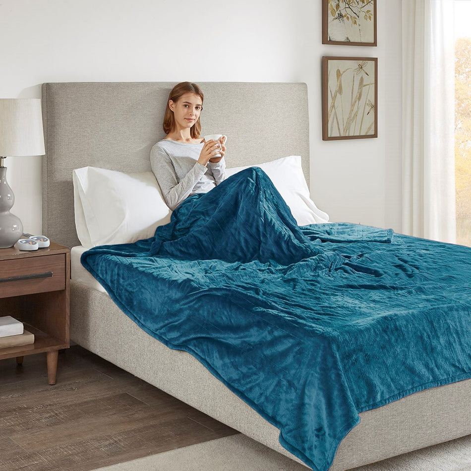 Heated Plush Plush Heated Blanket - Teal - Full Size