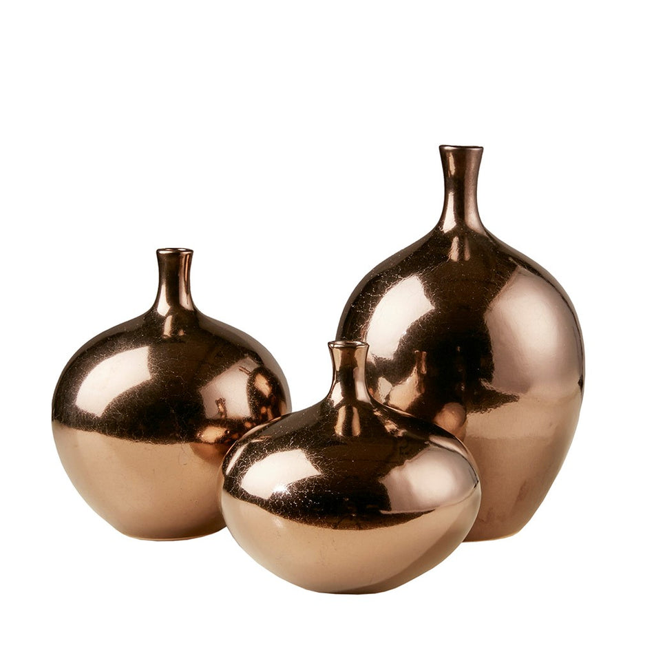 Ansen Metallic Vase 3 Piece Set - Bronze