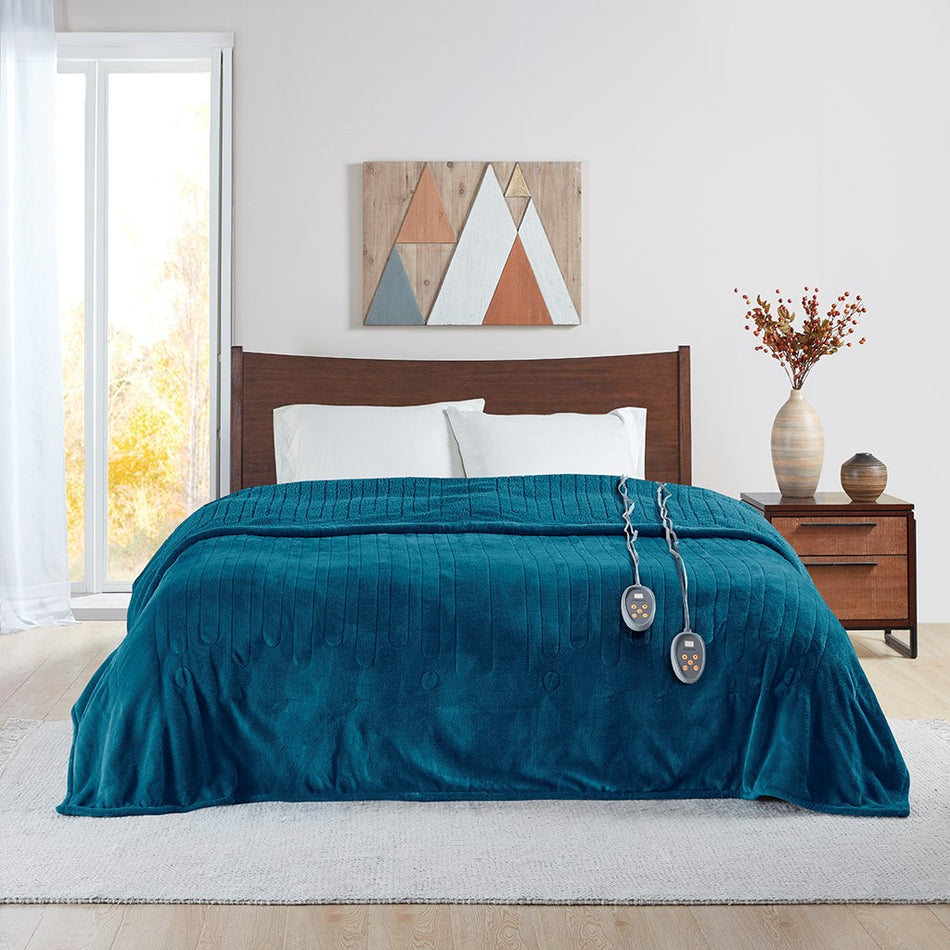 Beautyrest Heated Microlight to Berber Blanket - Teal - Twin Size