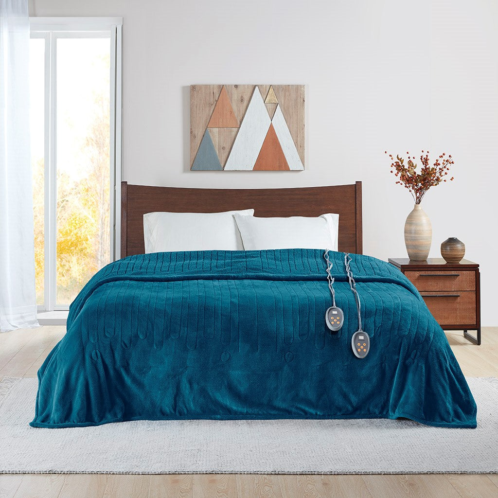 Beautyrest Heated Microlight to Berber Blanket - Teal - Queen Size