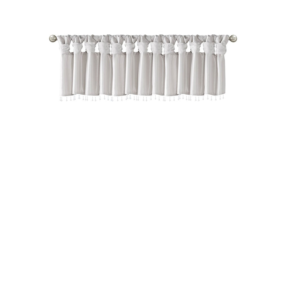 Emilia Lightweight Faux Silk Valance With Beads - Silver - 50x26"