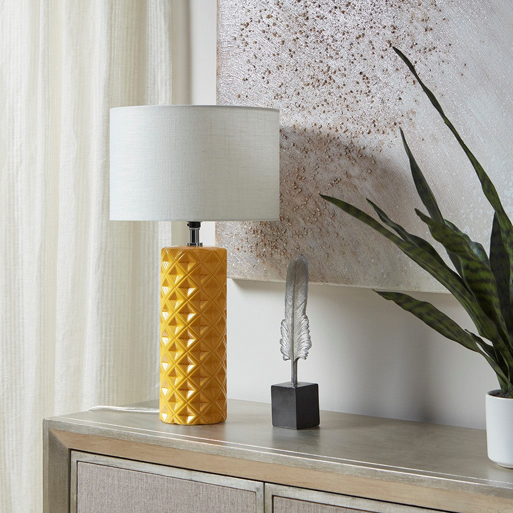 510 Design Macey Geometric Ceramic Table Lamp - Yellow 