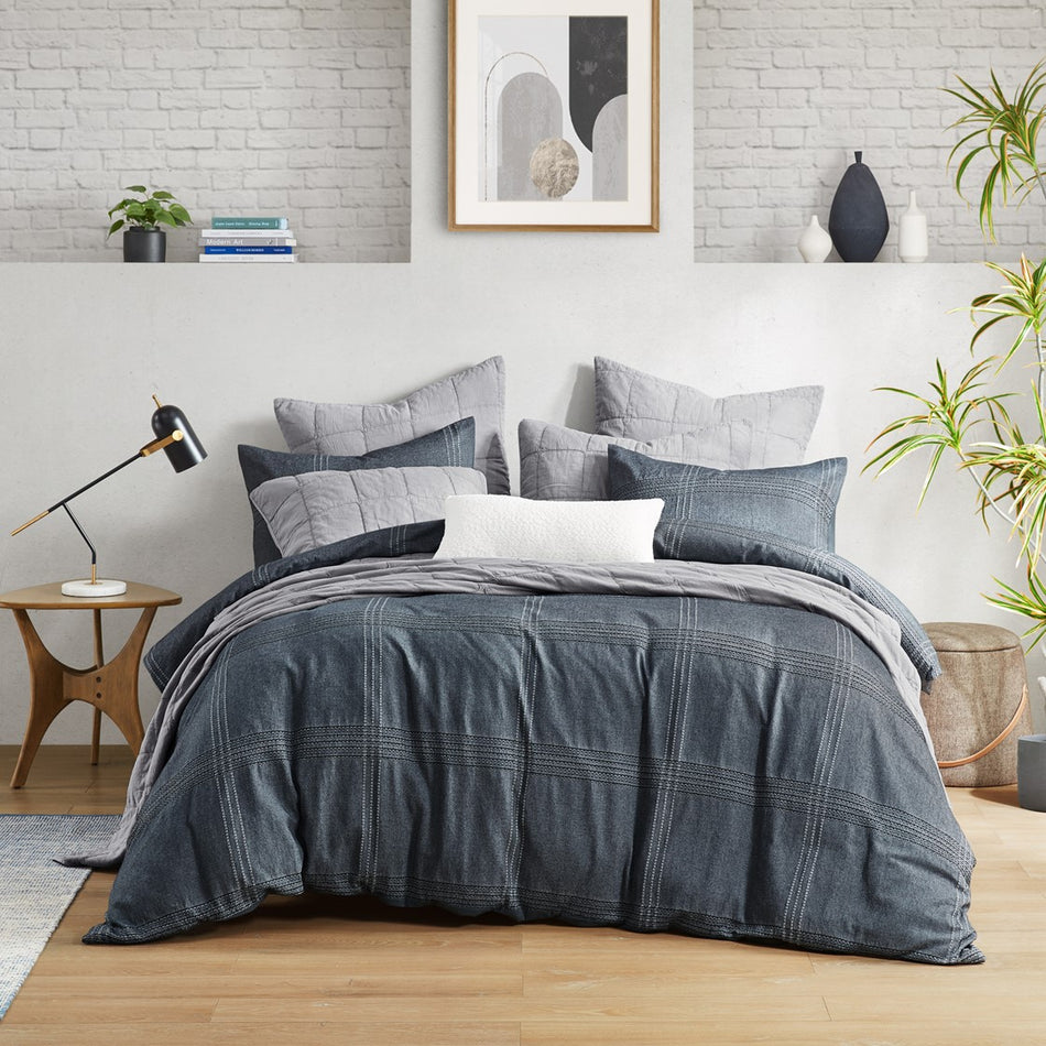 Croscill Casual Anders 3 Piece Duvet Set - Charcoal  - Full Size / Queen Size Shop Online & Save - ExpressHomeDirect.com