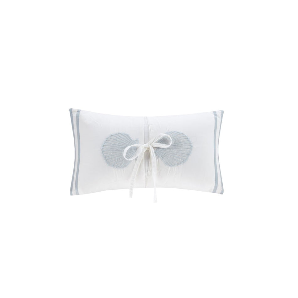Crystal Beach Embroidered Oblong Pillow - White - 12x20"