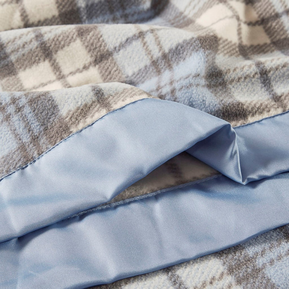 Micro Fleece Blanket - Blue Plaid - Full Size / Queen Size