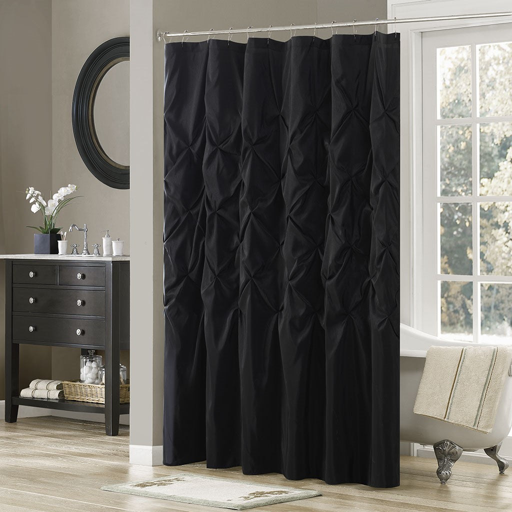 Madison Park Laurel Tufted Semi-Sheer Shower Curtain - Black - 72x72"