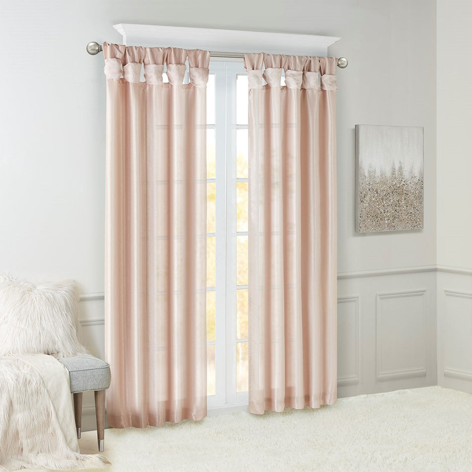 Emilia Twist Tab Lined Window Curtain - Blush - 50x120"