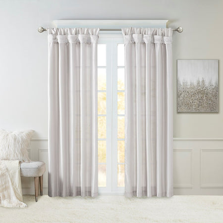 Madison Park Emilia Twist Tab Lined Window Curtain - Silver - 50x108"