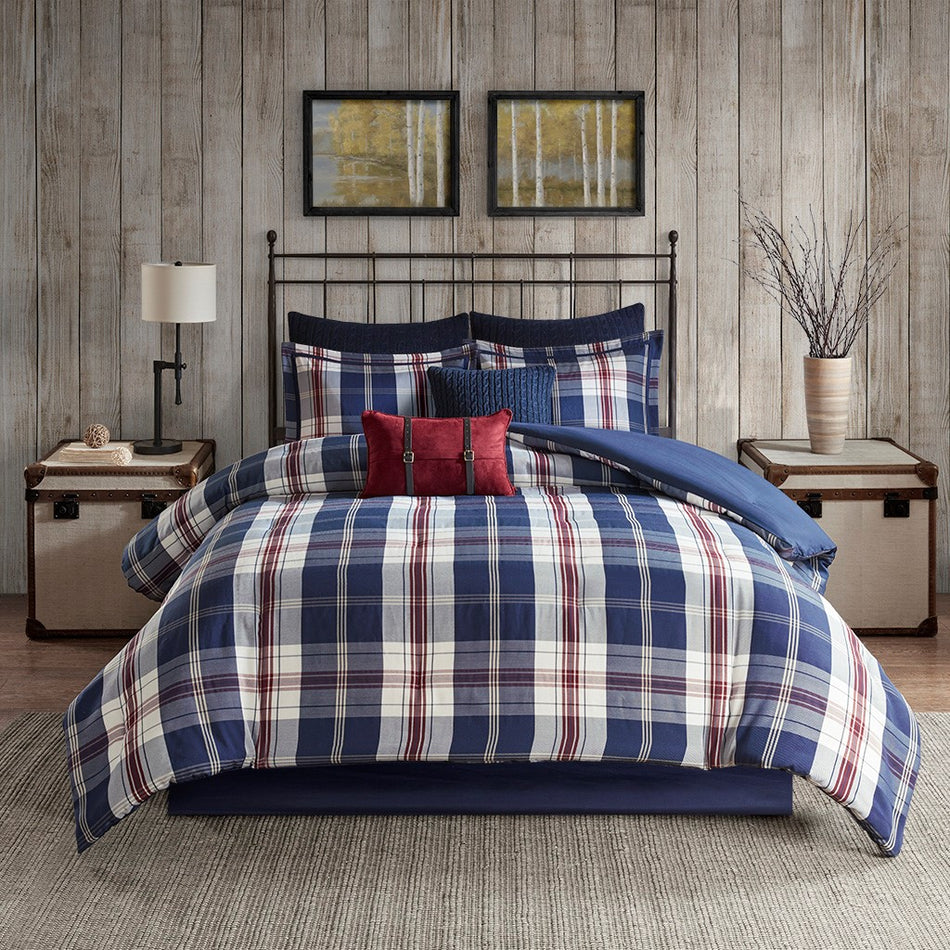 Woolrich Ryland Oversized Plaid Print Comforter Set - Blue  - Full Size / Queen Size Shop Online & Save - ExpressHomeDirect.com