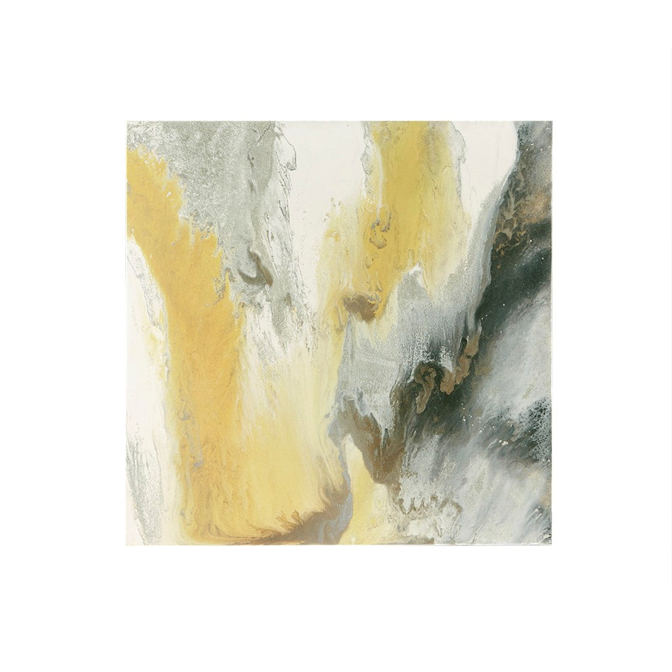 Bliss Abstract Gel Coat Canvas with Silver Foil Embellishment - Yellow