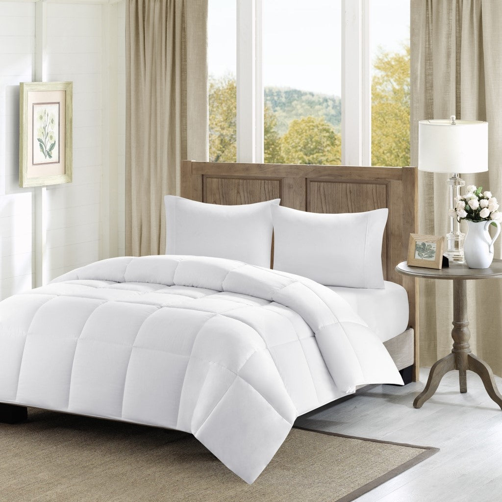Madison Park Winfield 300 Thread Count Cotton Percale Luxury Down Alternative Comforter - White - Twin Size / Twin XL Size