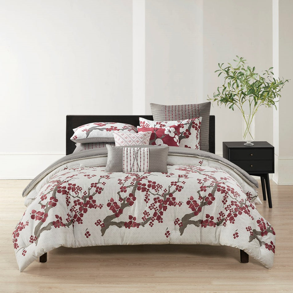 Cherry Blossom Comforter Mini Set - Multicolor - Queen Size