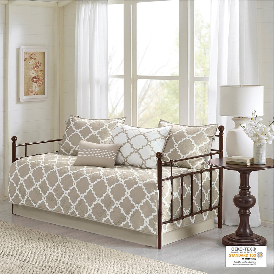 Madison Park Essentials Merritt 6 Piece Reversible Daybed Set - Taupe - Daybed Size - 39" x 75"