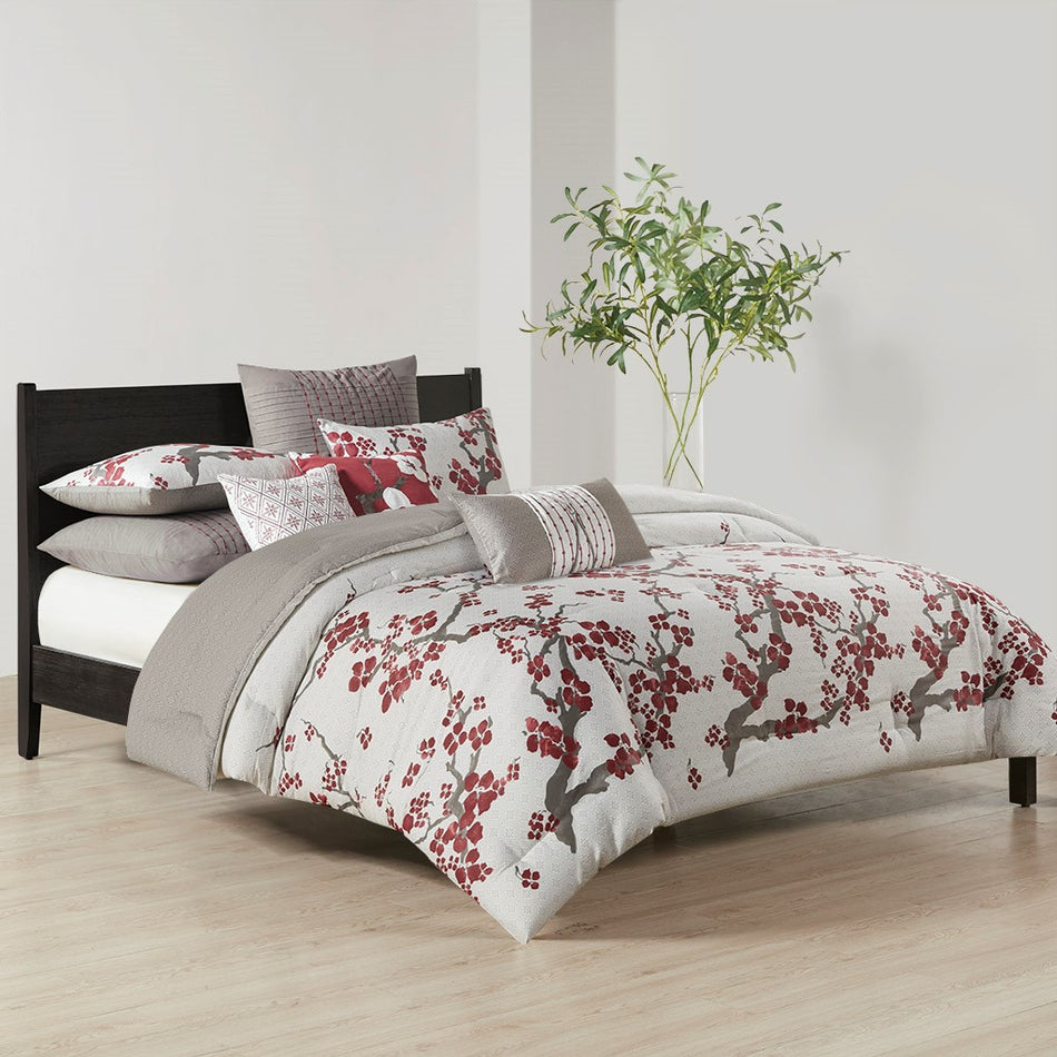 N Natori Cherry Blossom Comforter Mini Set - Multicolor - King Size