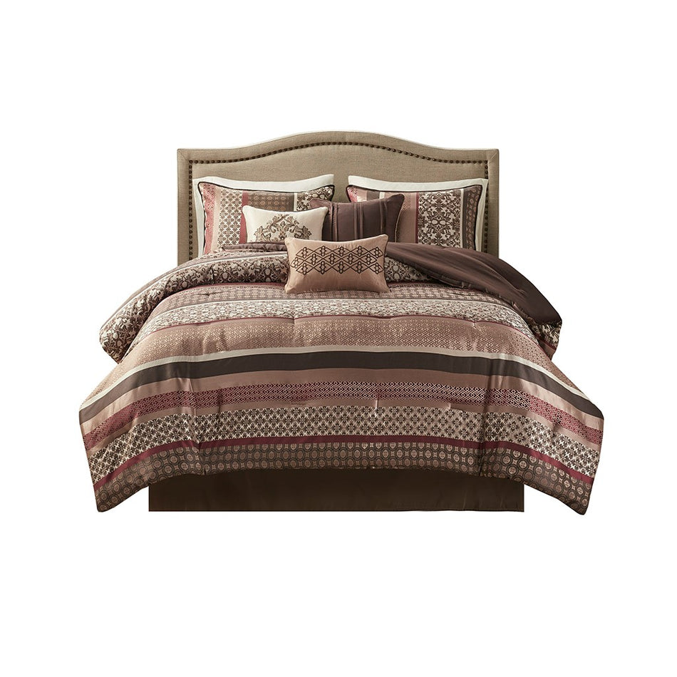 Princeton 7 Piece Comforter Set - Red - Cal King Size