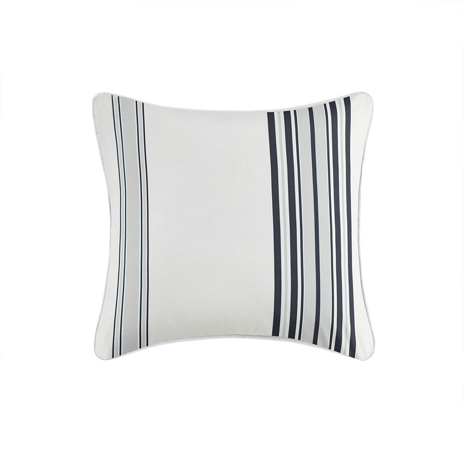 Newport Printed Stripe 3M Scotchgard Outdoor Square Pillow - Black - 20x20"