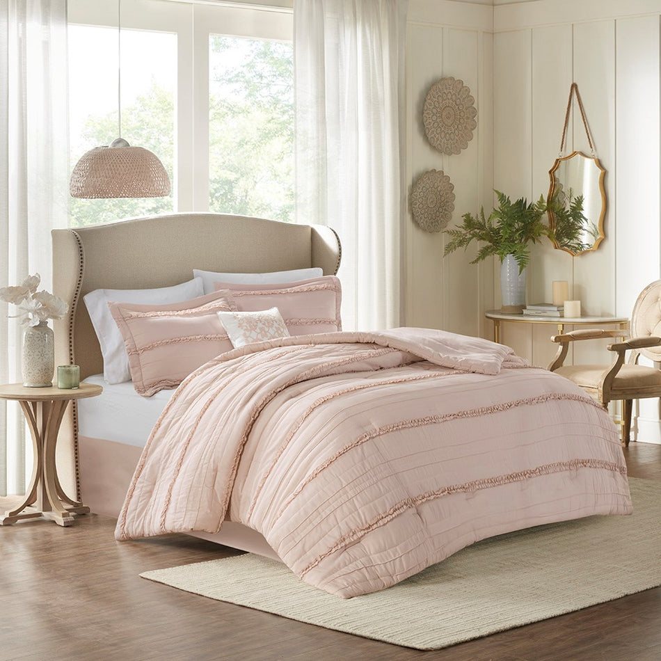Madison Park Celeste 5 Piece Comforter Set - Pink - King Size