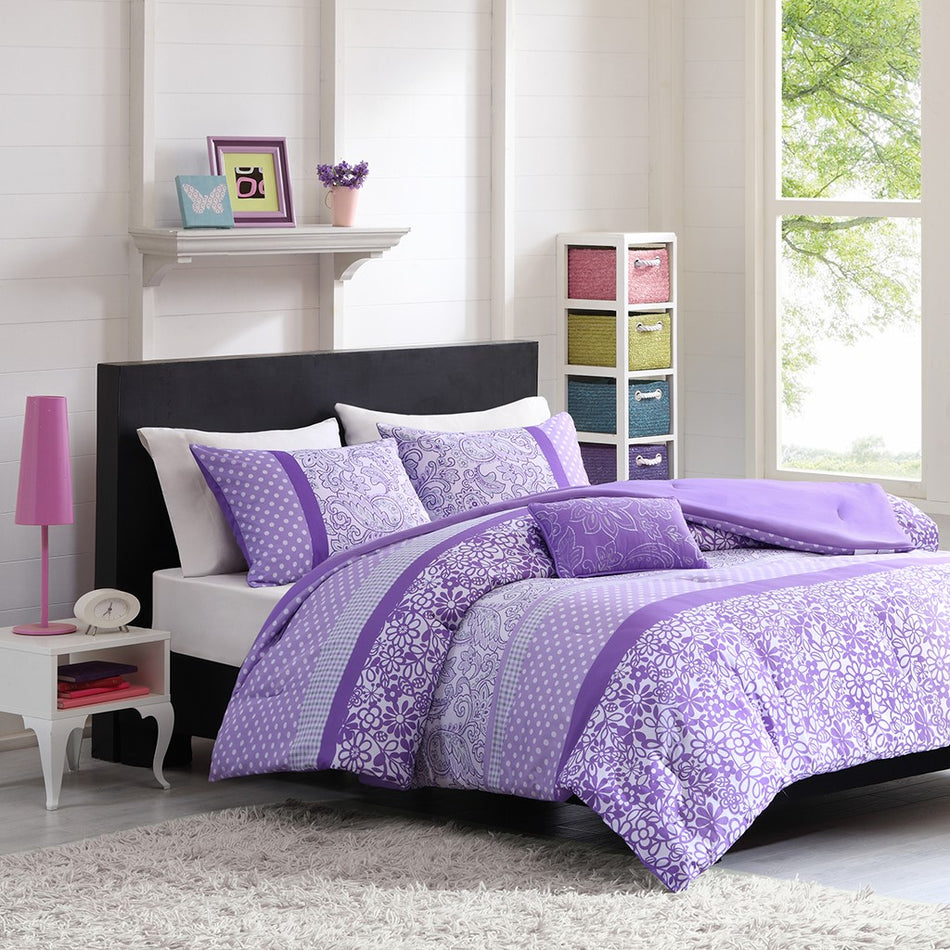 Mi Zone Riley Comforter Set - Purple - Twin Size / Twin XL Size