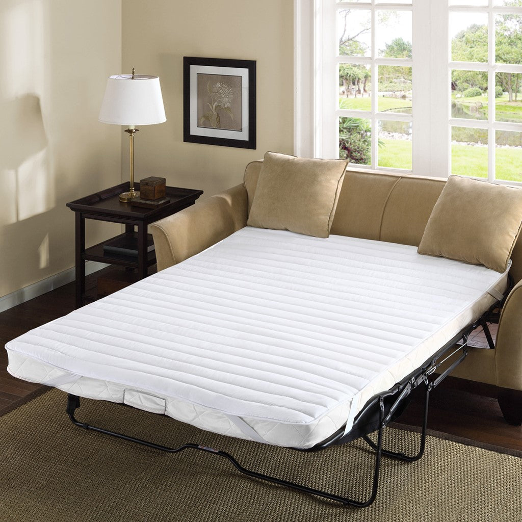 Madison Park Essentials Frisco Ultra-Soft Microfiber Waterproof Sofa Bed Mattress Pad - White - Full Size