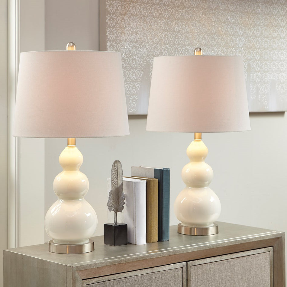 Covey Curved Glass Table Lamp, Set of 2 - White