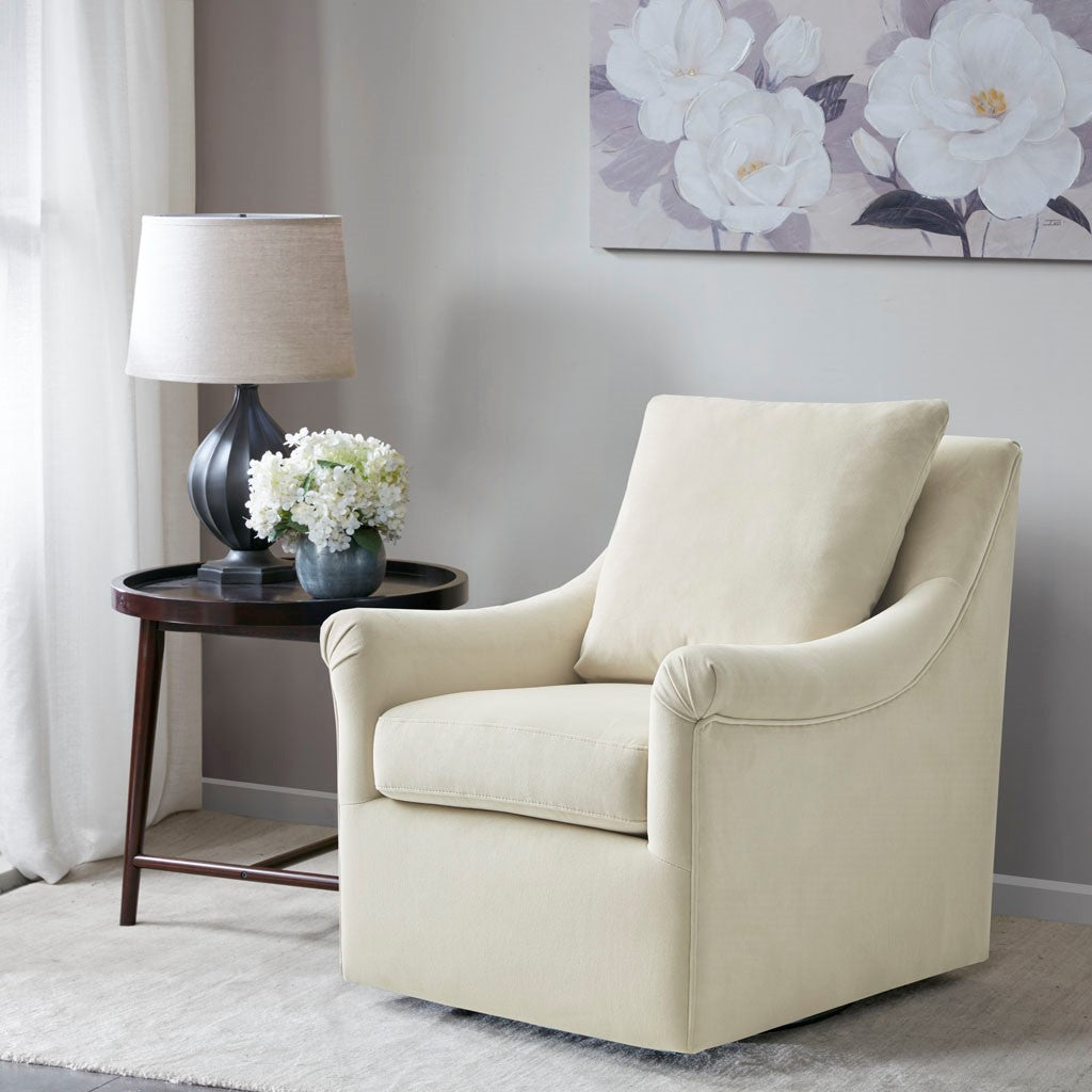 Madison Park Deanna Upholstered Swivel Accent Chair - Cream 