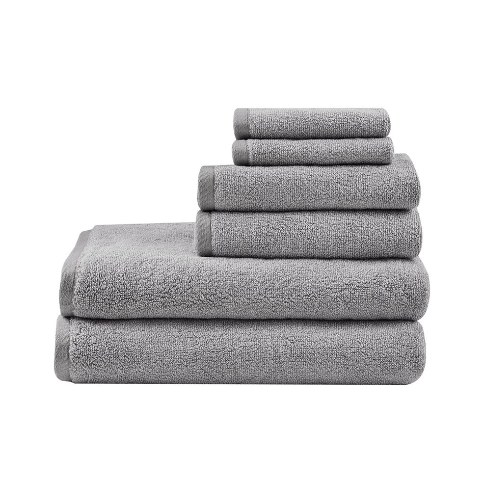 Marle 100% Cotton Dobby Yarn Dyed 6 Piece Towel Set - Grey