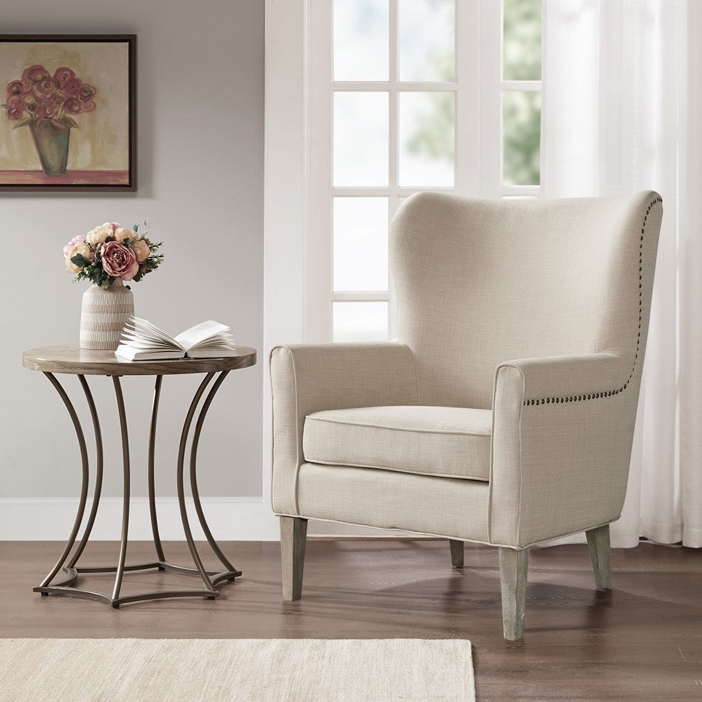 Madison Park Colette Accent Wingback Chair - Natural 