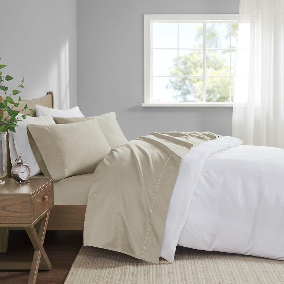 Madison Park 600 Thread Count Pima Cotton Sheet Set - Sand - Cal King Size