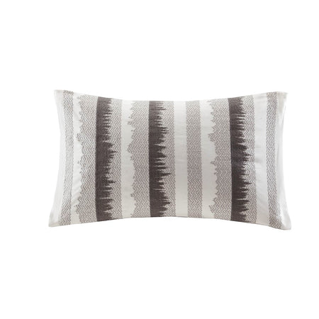 INK+IVY Chet Embroidered Cotton Oblong Pillow - Grey - Oblong