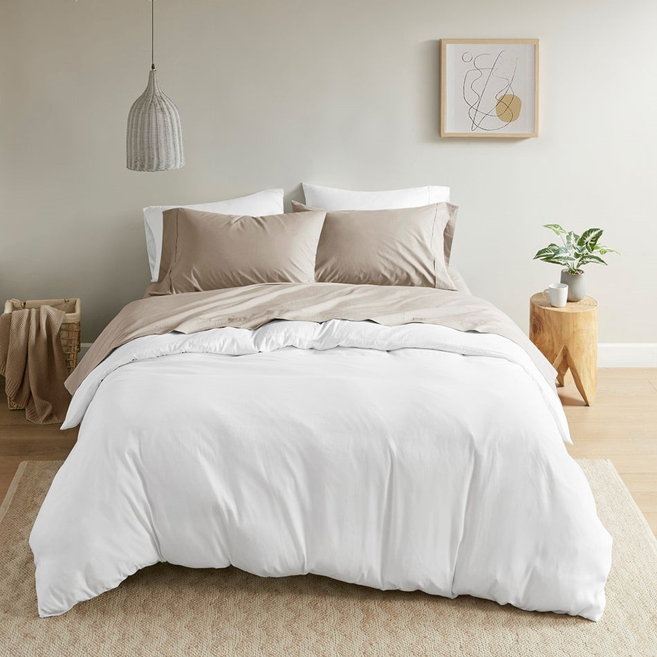 Peached Percale Cotton Peached Percale Sheet Set - Khaki - Cal King Size