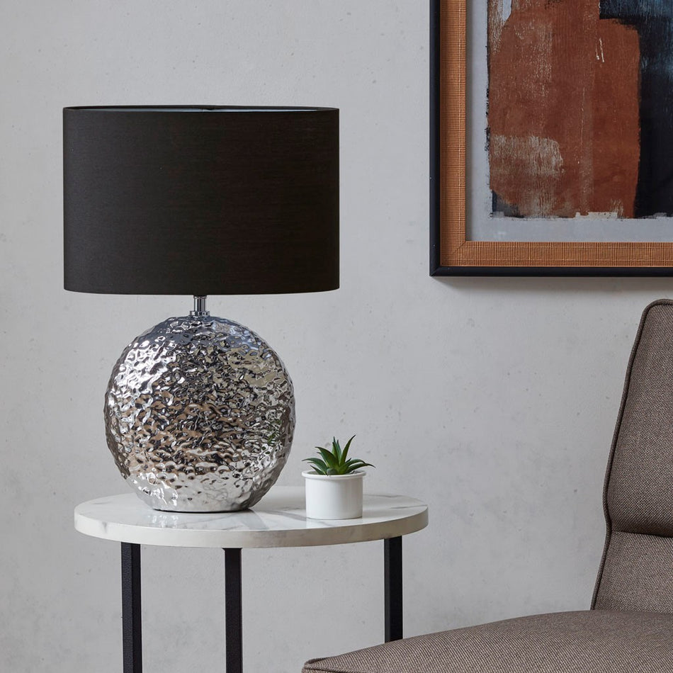 INK+IVY Alessio Oval Ceramic Table Lamp - Silver 