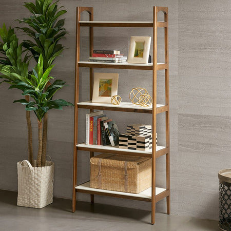 Madison Park Parker Shelf / Bookcase - Off White / Pecan 