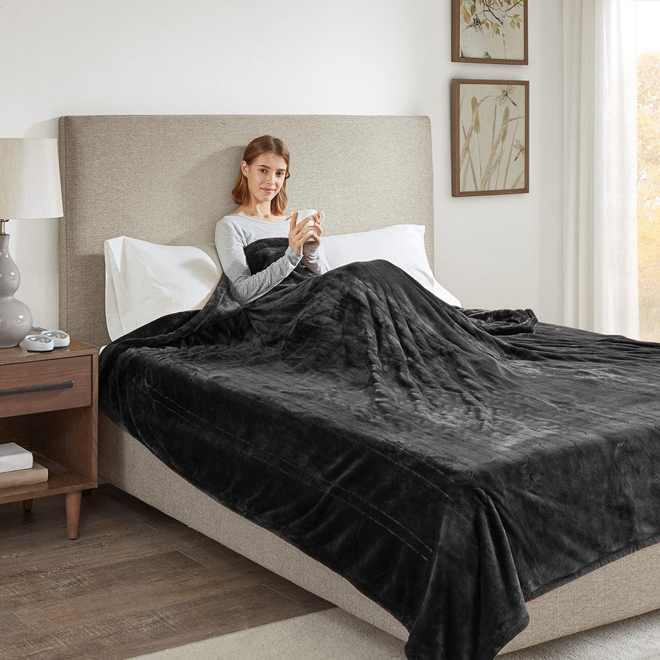 Heated Plush Heated Plush Blanket - Black - Queen Size