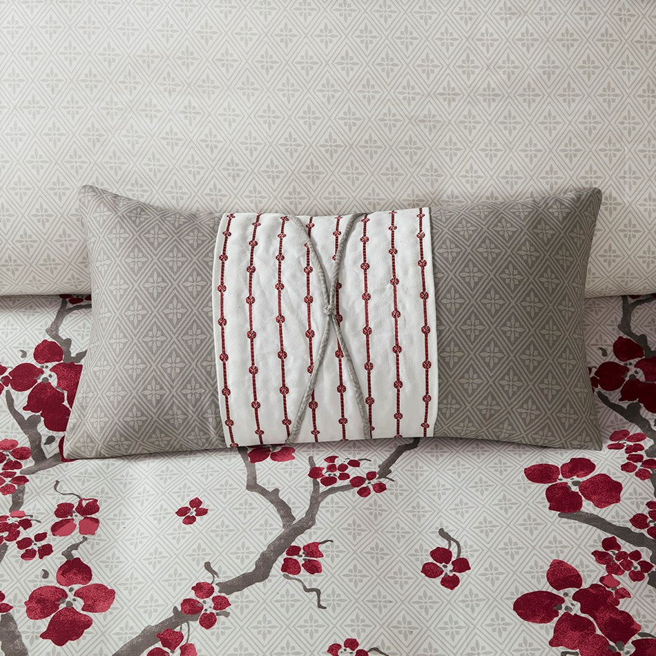 N Natori Cherry Blossom Oblong Pillow - Grey - 12x22"