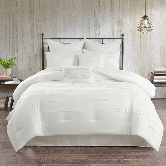Jenda 8 Piece Comforter Set - White - Queen Size