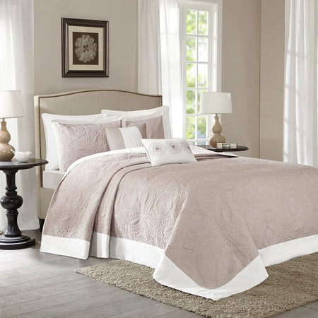 Madison Park Ashbury 5 Piece Reversible Bedspread Set - Khaki - King Size