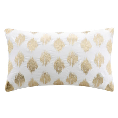 INK+IVY Nadia Dot Metallic Gold Embroidery Oblong Pillow - Gold - 12x18"