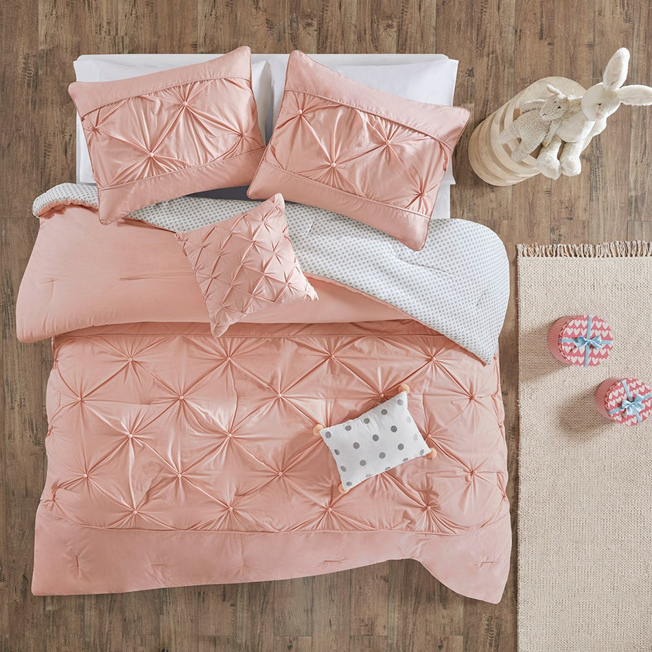 Urban Habitat Kids Aurora Cotton Reversible Comforter Set - Blush - Twin Size