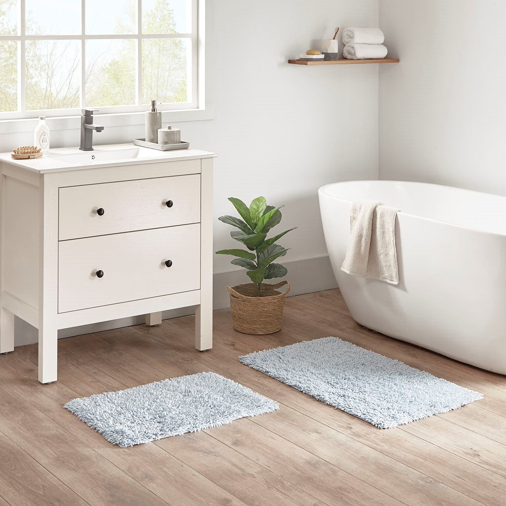 Madison Park Elements Organic Cotton 2 Piece Bath Rug Set - Blue 