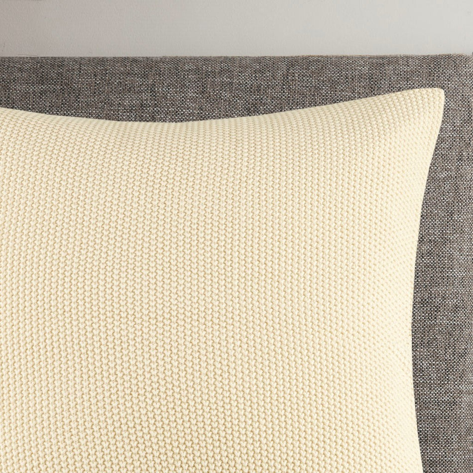 Bree Knit Euro Pillow Cover - Ivory - 26x26"