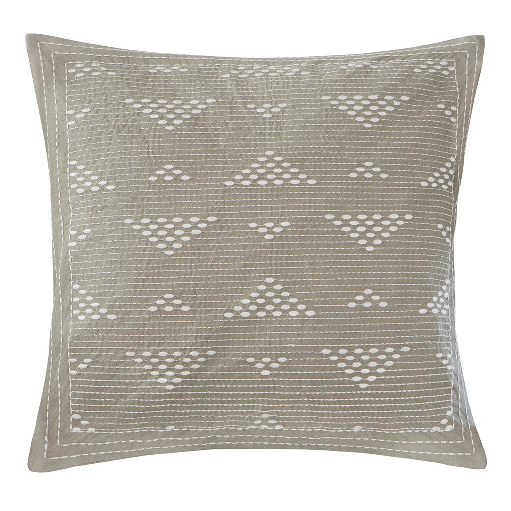 INK+IVY Cario Embroidered Square Pillow - Taupe - 18x18"