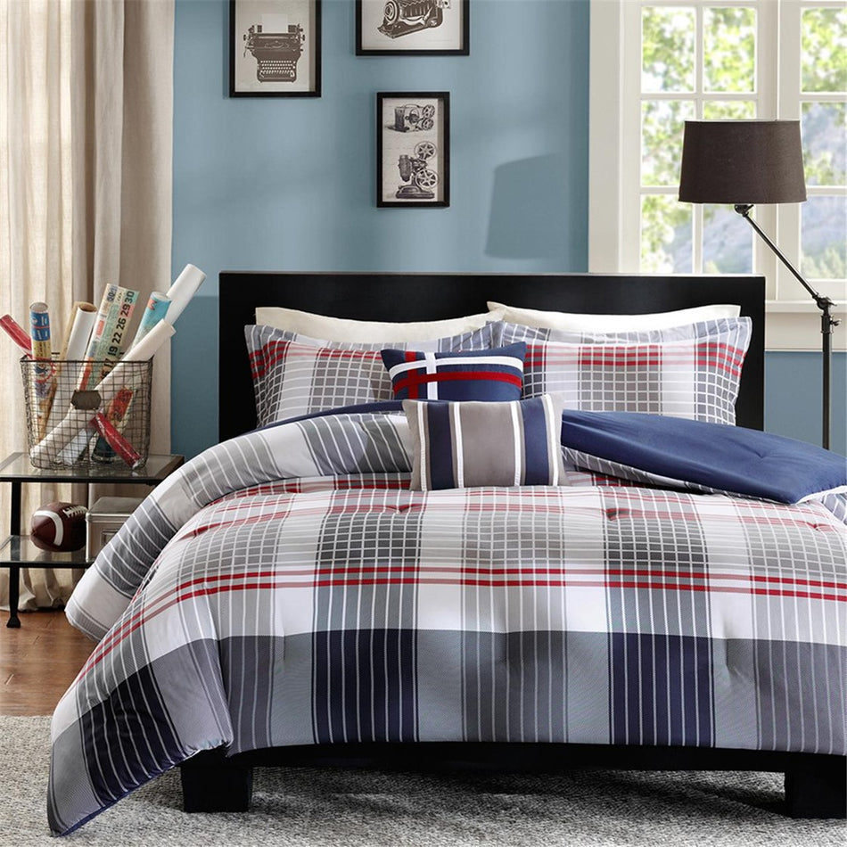 Intelligent Design  Caleb Comforter Set - Blue  - Twin Size / Twin XL Size Shop Online & Save - ExpressHomeDirect.com